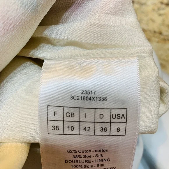 Christian Dior Floral Embroidered Mini Dress Cotton Silk Womens USA Size 6 Blue - Picture 13 of 16